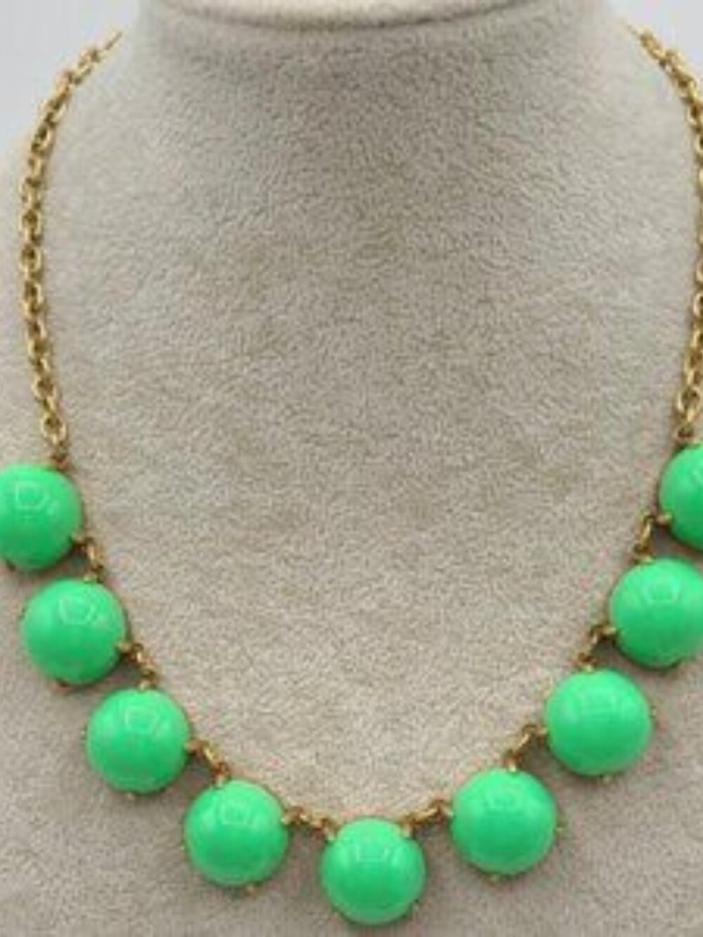 J Crew Green Gold Tone Bubble Necklace